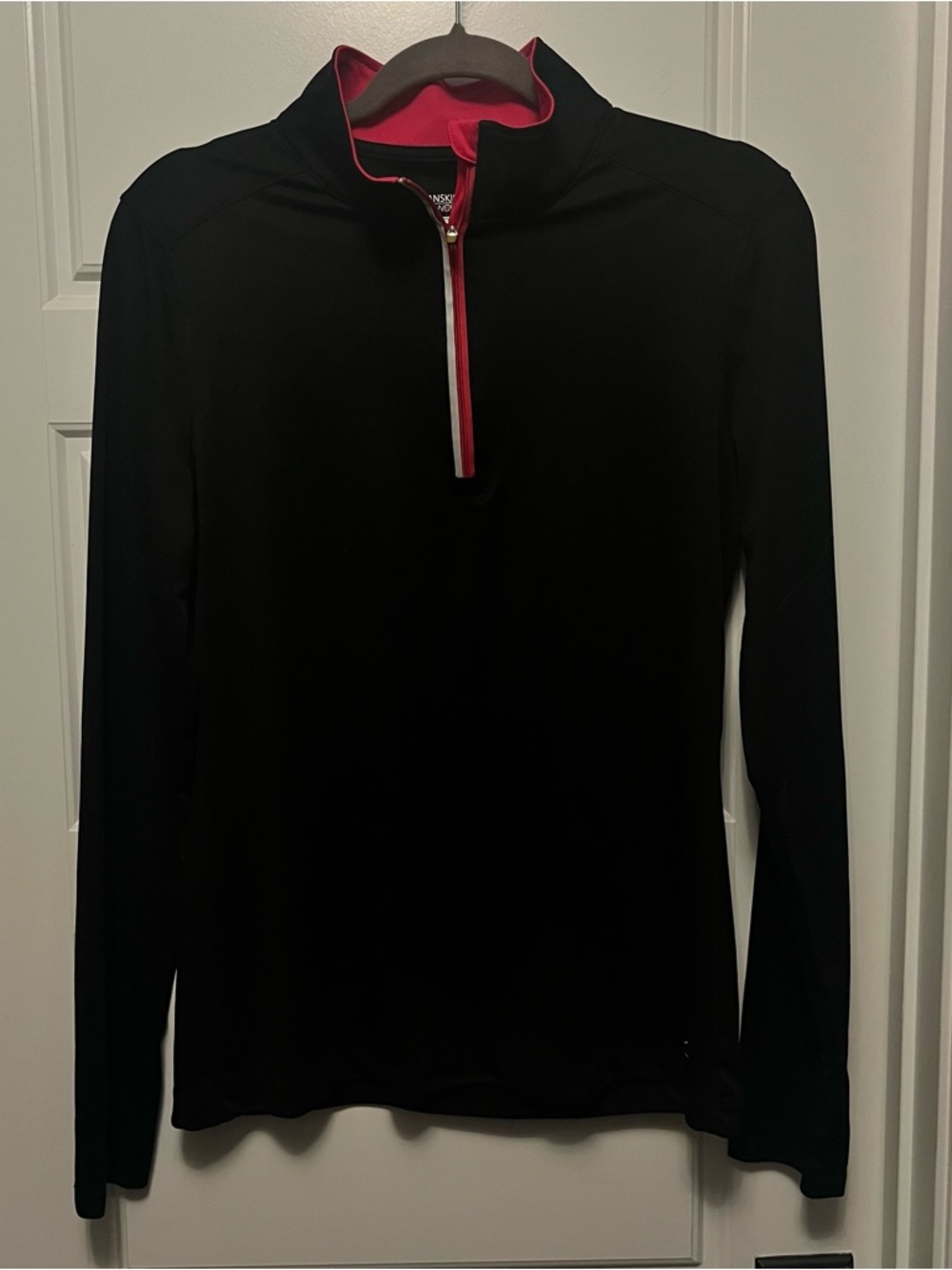 Danskin Now Black Quarter-Zip Pullover with Pink Trim